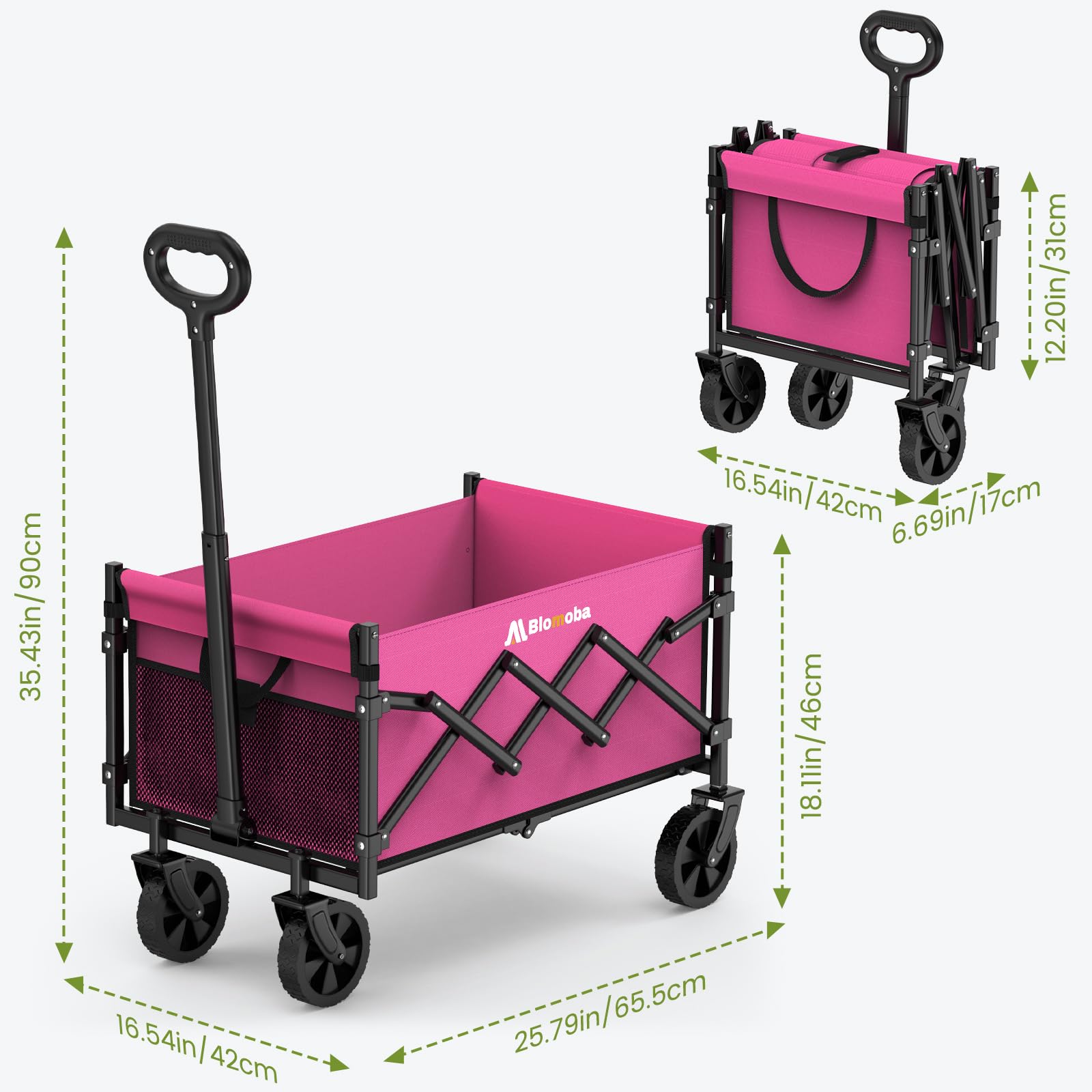 Blomoba tamaño comparado con una silla para visualizar escala
