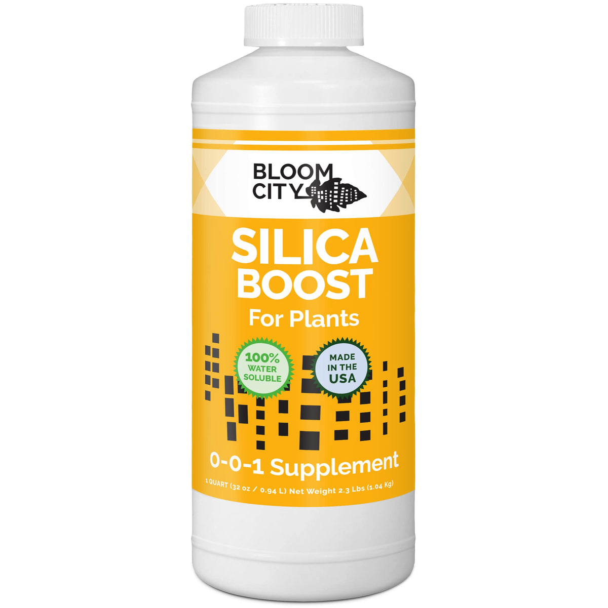 Bloom City botella frontal 32 oz mostrando etiqueta y beneficios visibles
