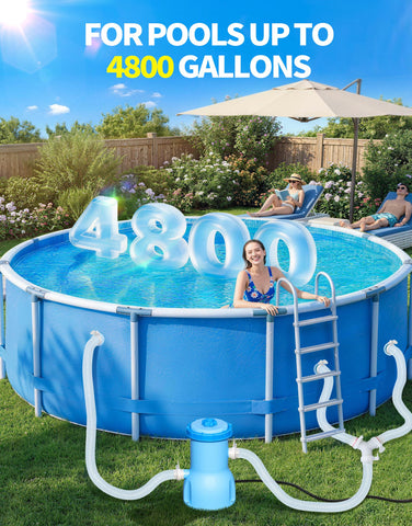 BluClear en uso con familia en piscina mostrando ambiente silencioso