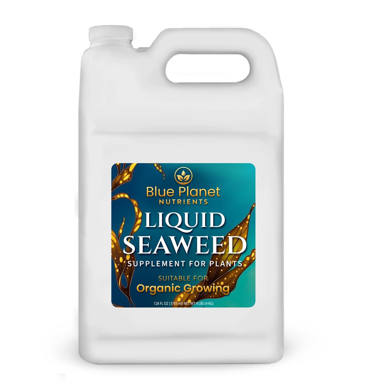 Blue Planet Nutrients — envase frontal del galón destacando rendimiento