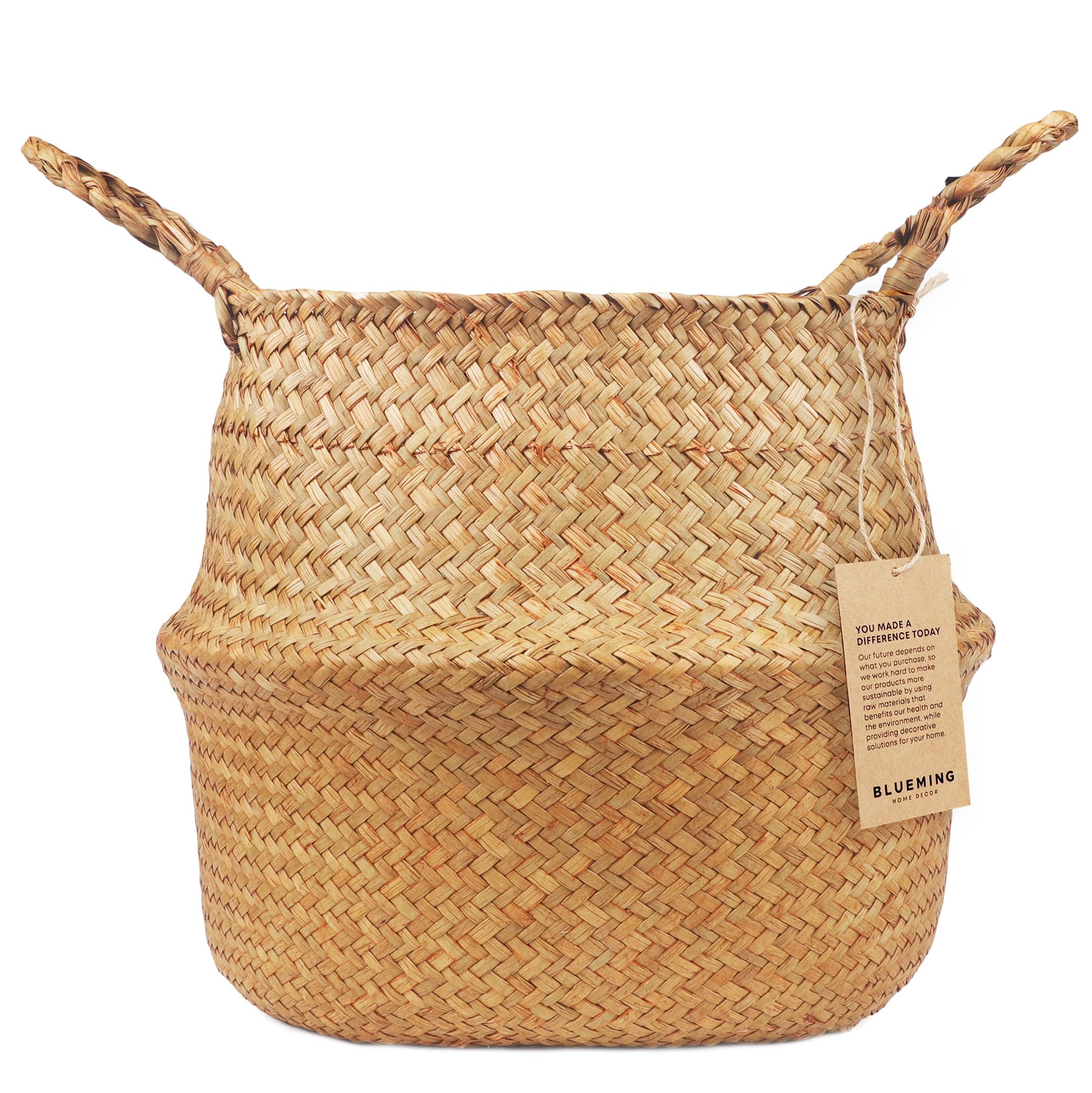 Blueming Home Decor cesta frontal mostrando acabado natural y estilo elegante