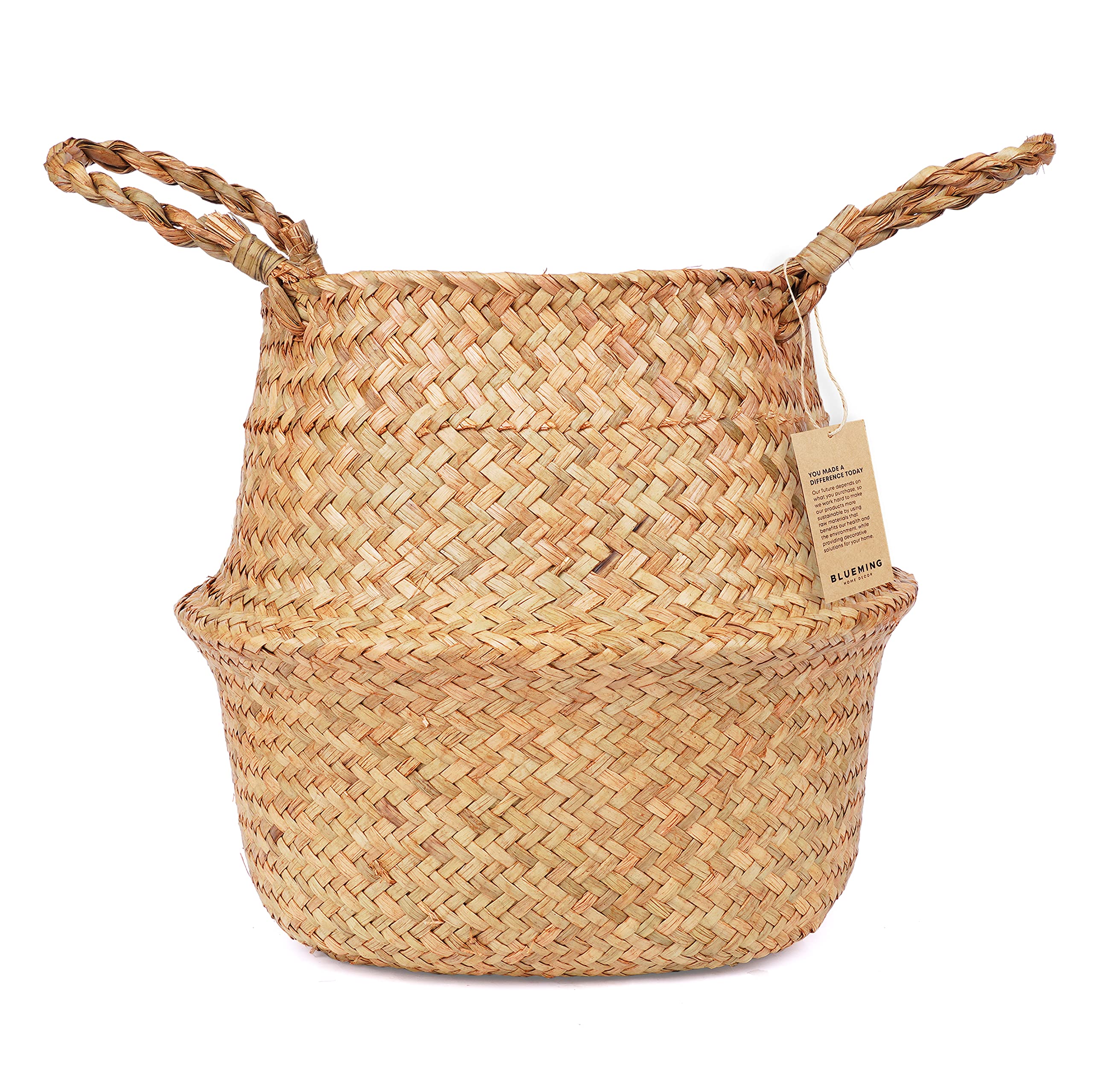 Blueming Home Decor macetero frontal mostrando acabado natural y elegante