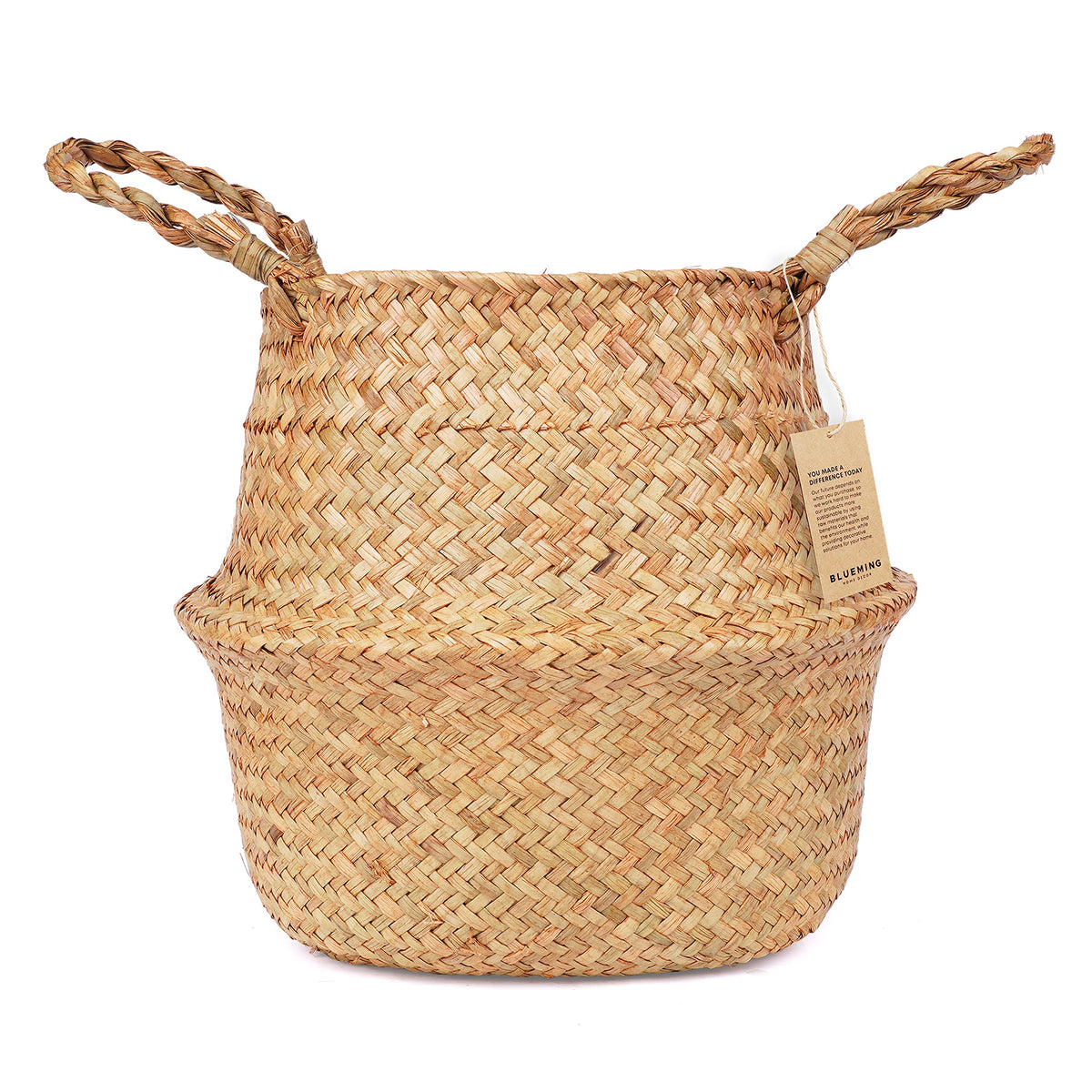 Blueming Home Decor macetero frontal mostrando acabado natural y elegante