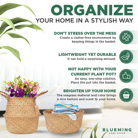 Blueming Home Decor vista superior mostrando ajuste de la maceta y espacio interior