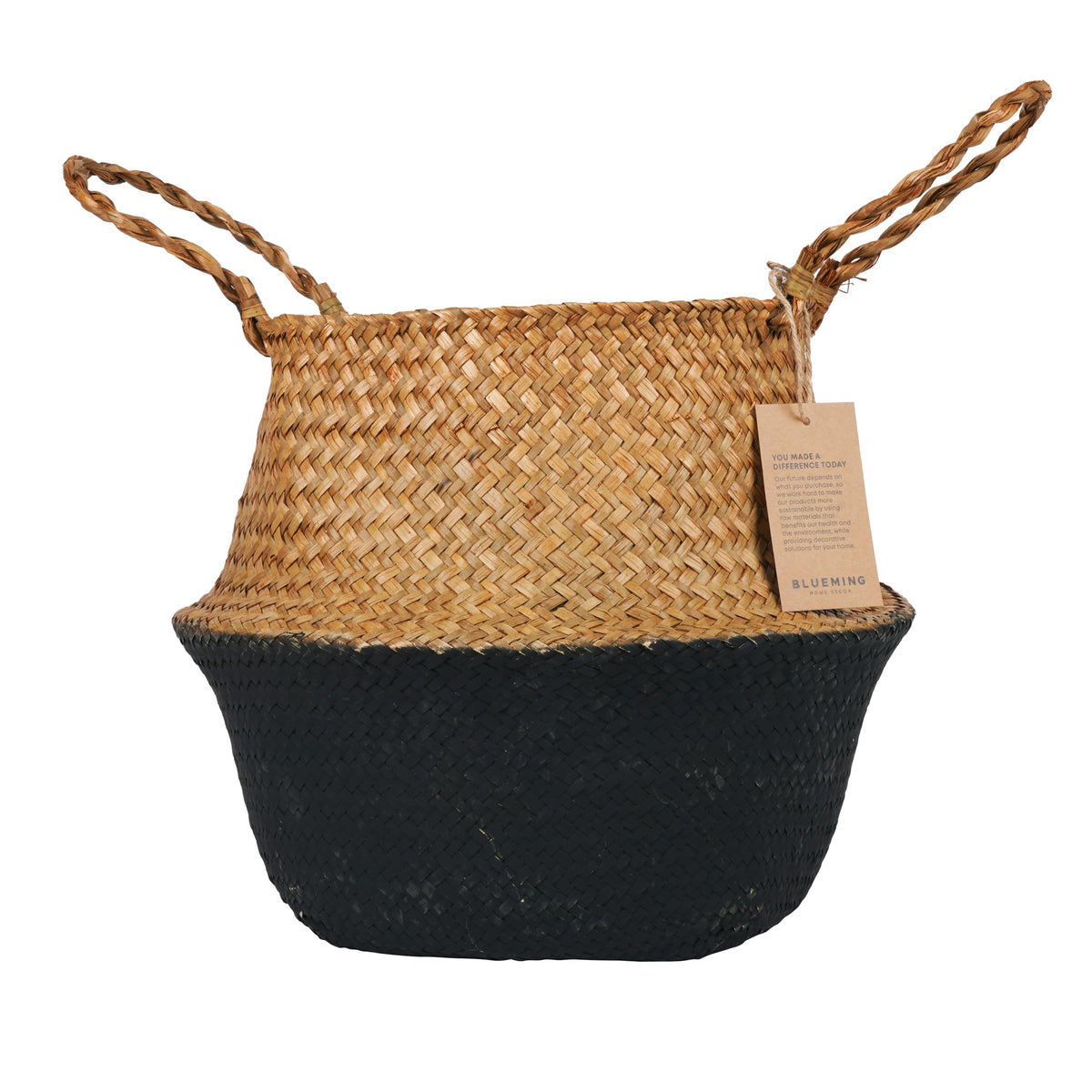 Blueming macetero frente con base negra dando elegancia