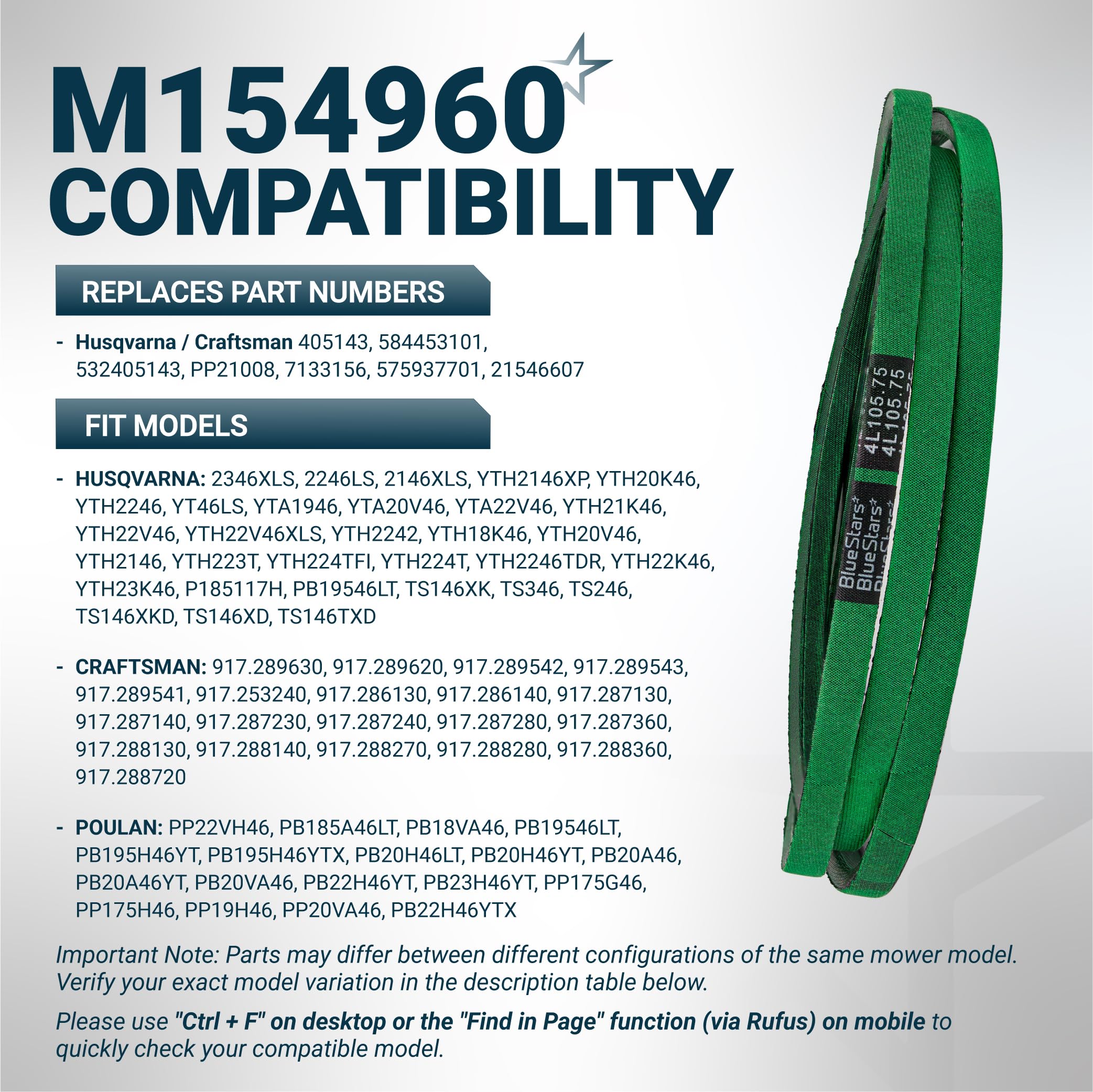 BlueStars etiqueta con especificaciones 1/2" x 105.75" y códigos compatibles
