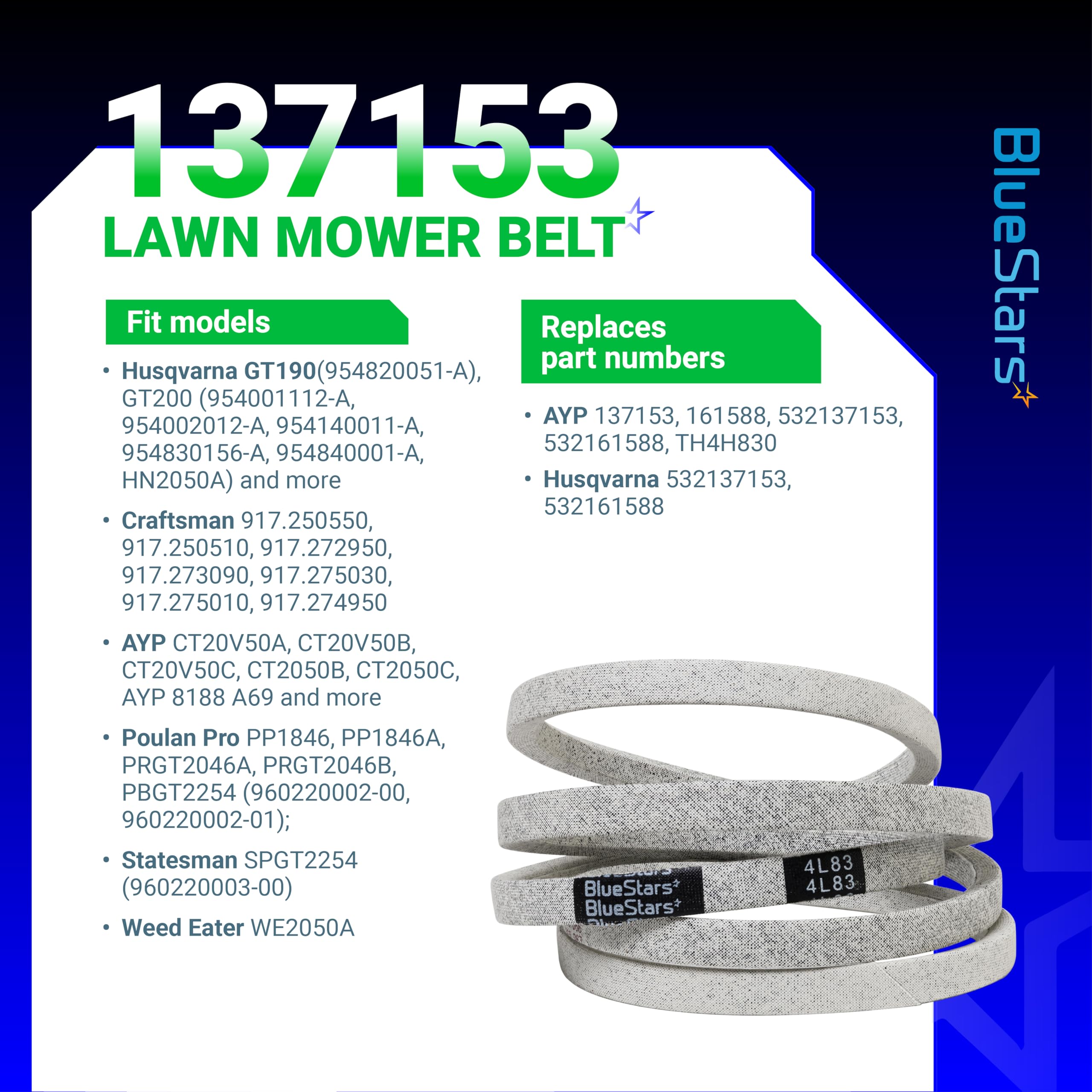 BlueStars correa 137153 perfil lateral que muestra ancho y altura