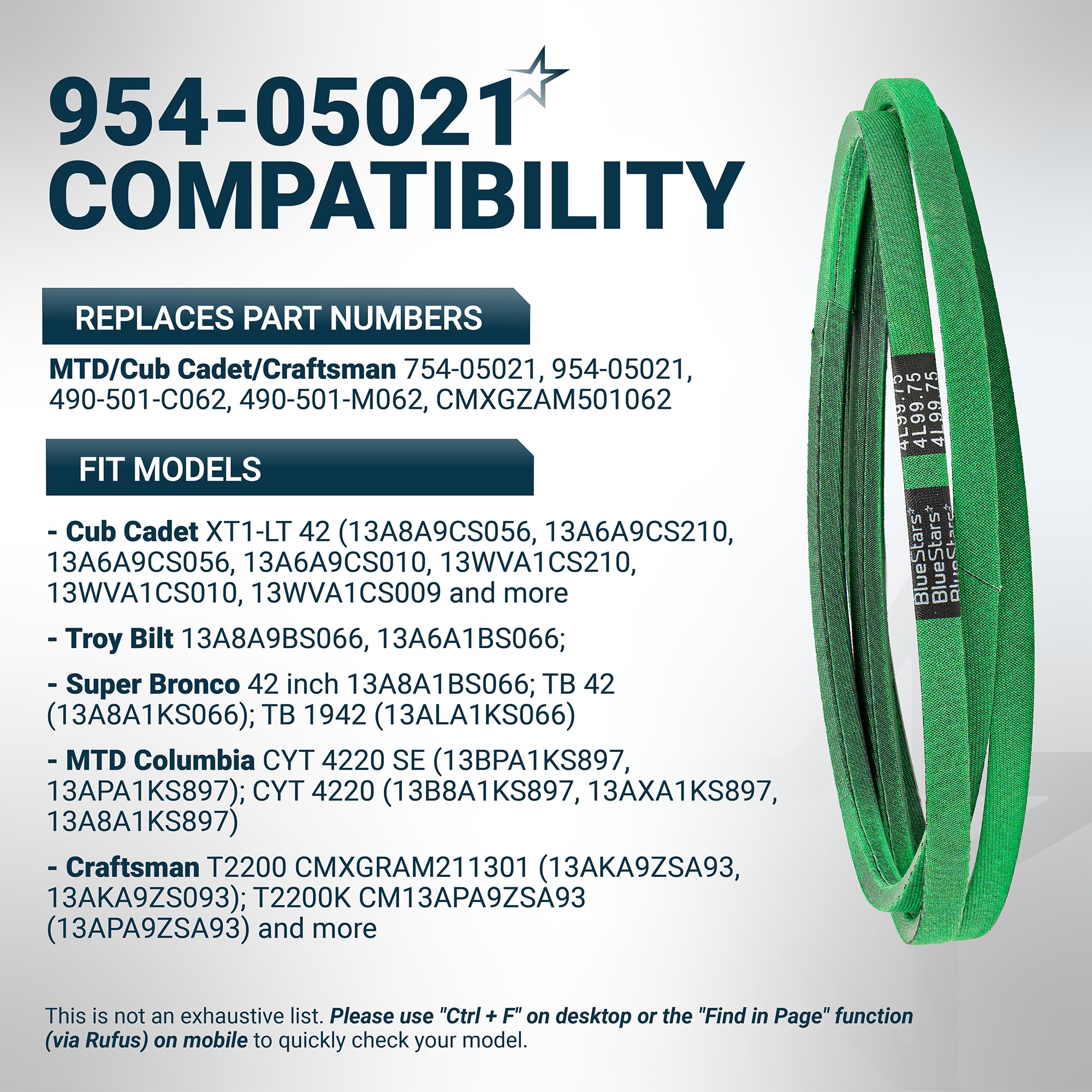 BlueStars etiqueta con referencia 954-05021 y compatibilidad visible