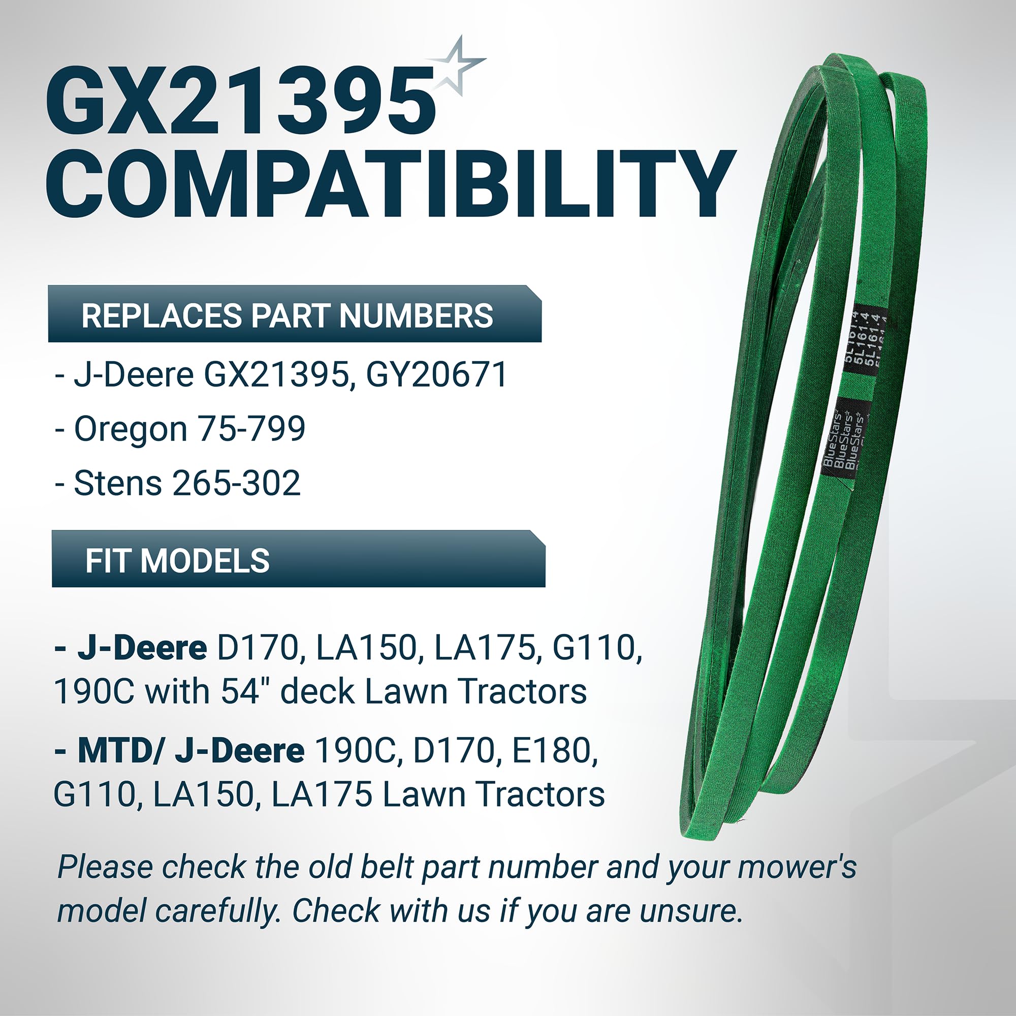BlueStars GX21395 etiqueta con número de parte y especificaciones visibles