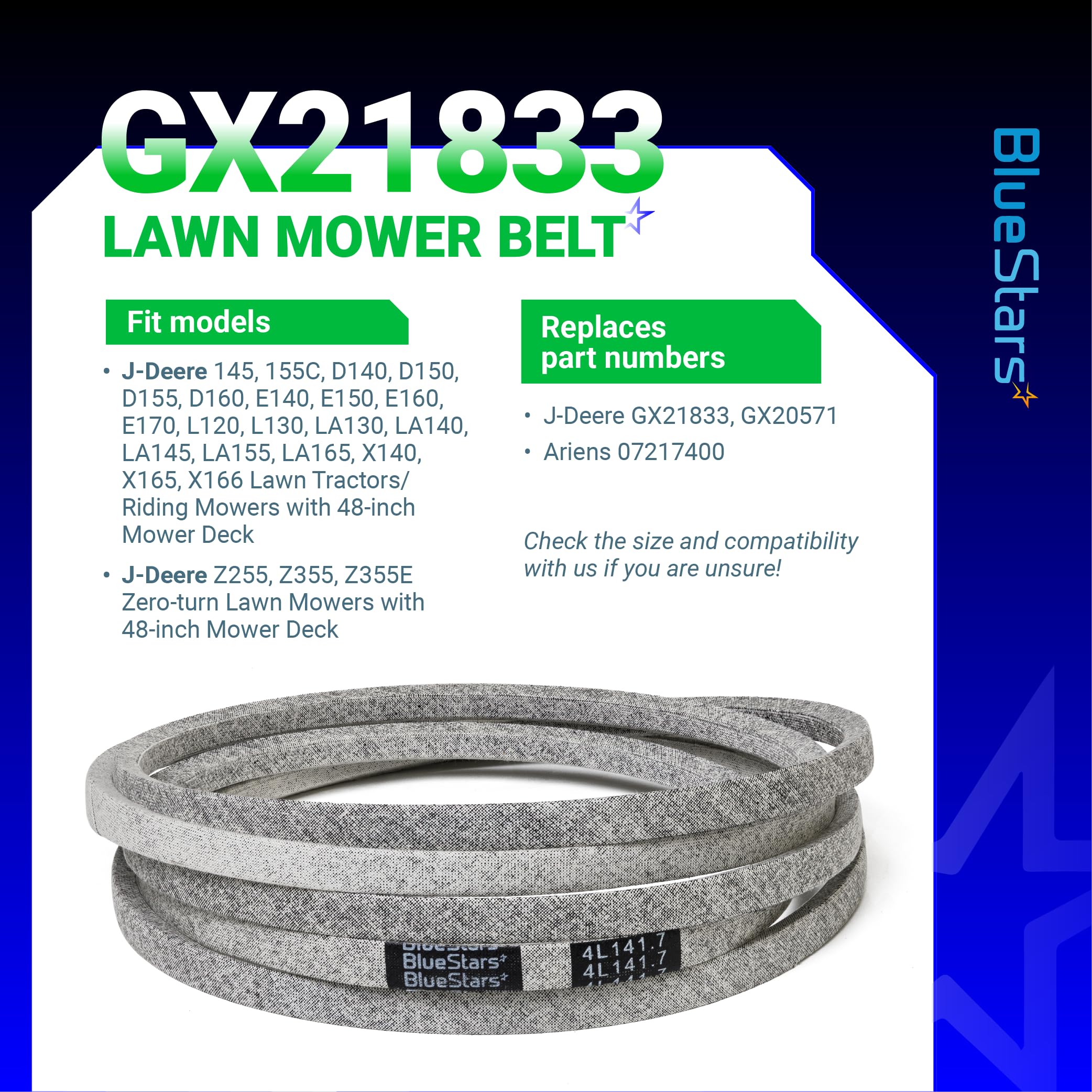 BlueStars correa comparada con regla para verificar 141.7" de longitud y 1/2" de ancho