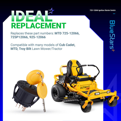 BlueStars interruptor instalado en tractor Cub Cadet demostrando ajuste sencillo y rápido