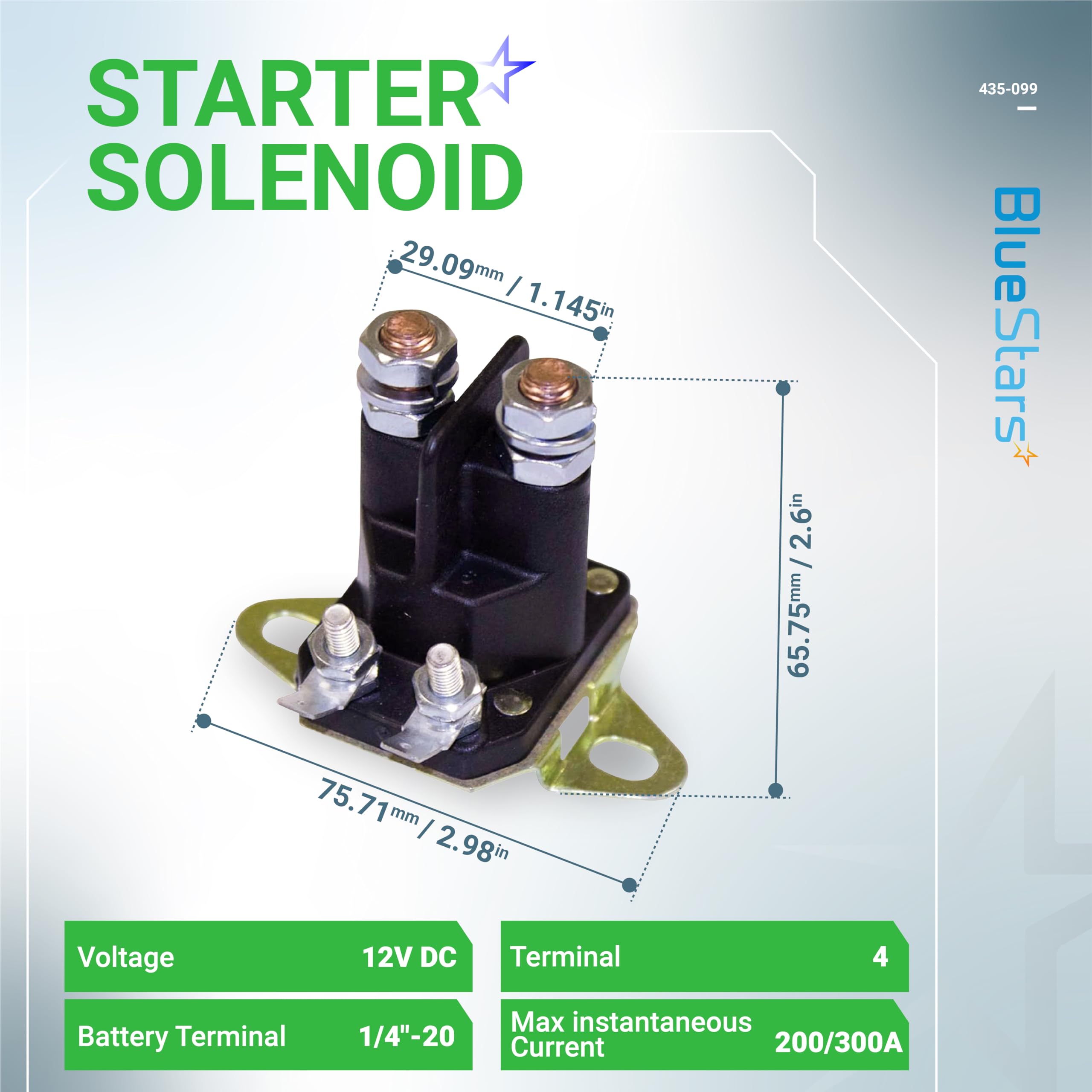 BlueStars solenoide detalle de terminales con montaje seguro y protección