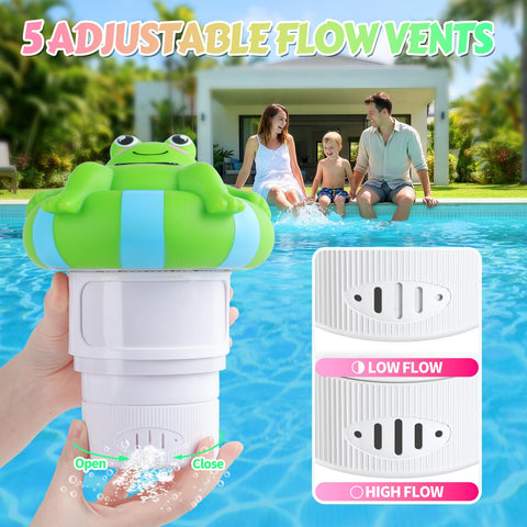 Blufree flotando en piscina distribuyendo cloro uniformemente