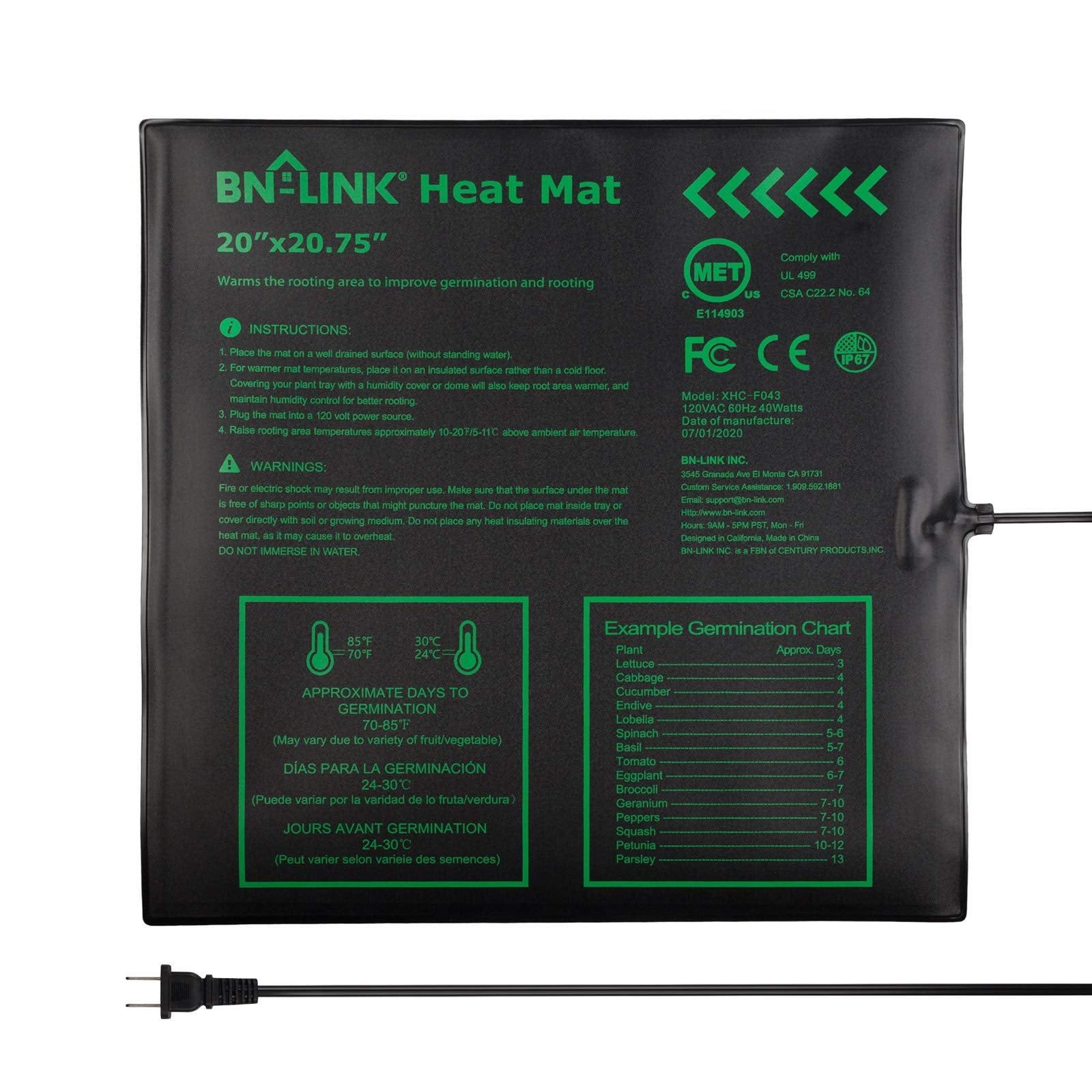 BN-LINK alfombra frontal mostrando superficie resistente y calor uniforme