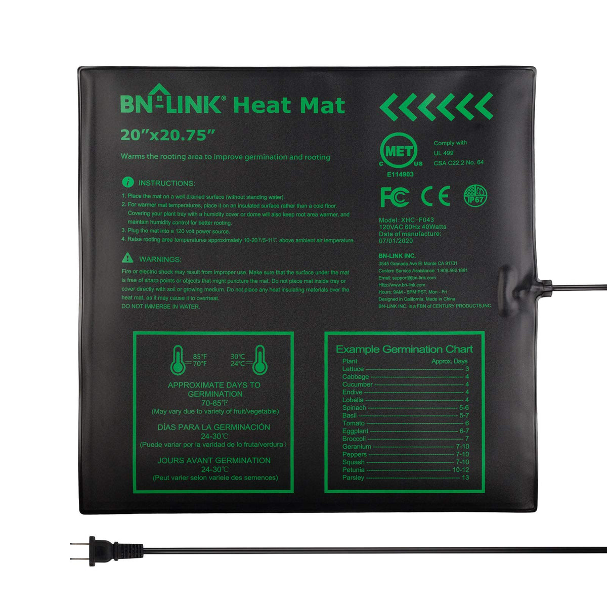 BN-LINK alfombra frontal mostrando superficie resistente y calor uniforme