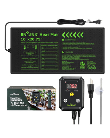 BN-LINK vista frontal de la alfombrilla térmica mostrando tamaño y marca para inicio rápido