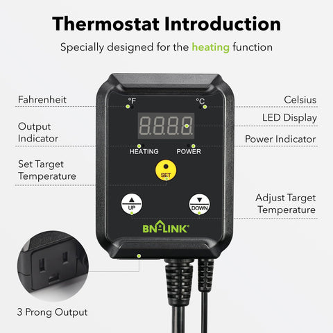 BN-LINK sonda de temperatura detallada con cable largo para colocación precisa