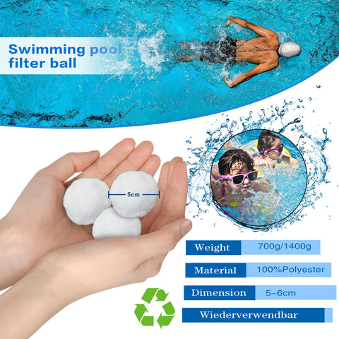 Bohodiy bolas filtrantes en uso en piscina mejorando claridad visible