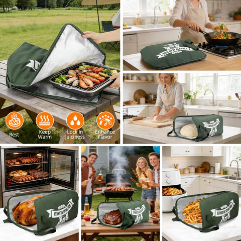 Bolycen en camping instalada junto a una parrilla para transporte seguro