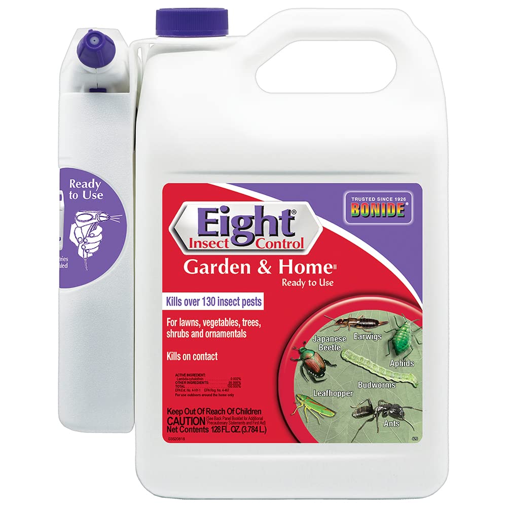 Bonide Eight envase frontal 128 oz listo para aplicar, control rápido de plagas