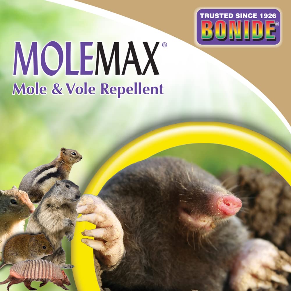 Bonide MOLEMAX etiqueta con instrucciones claras para aplicación segura