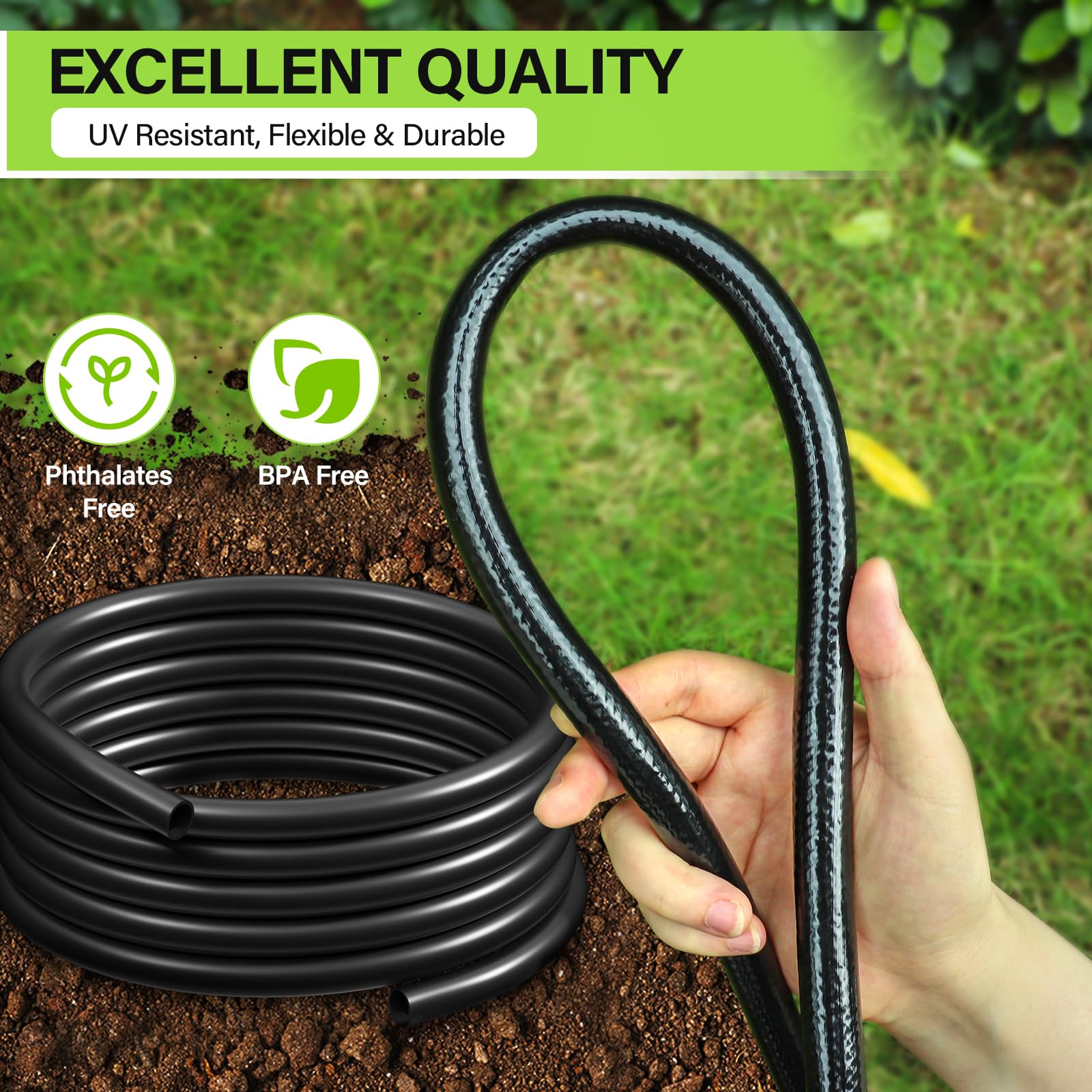 Bonviee en uso en cama elevada distribuyendo agua eficiente en cultivo