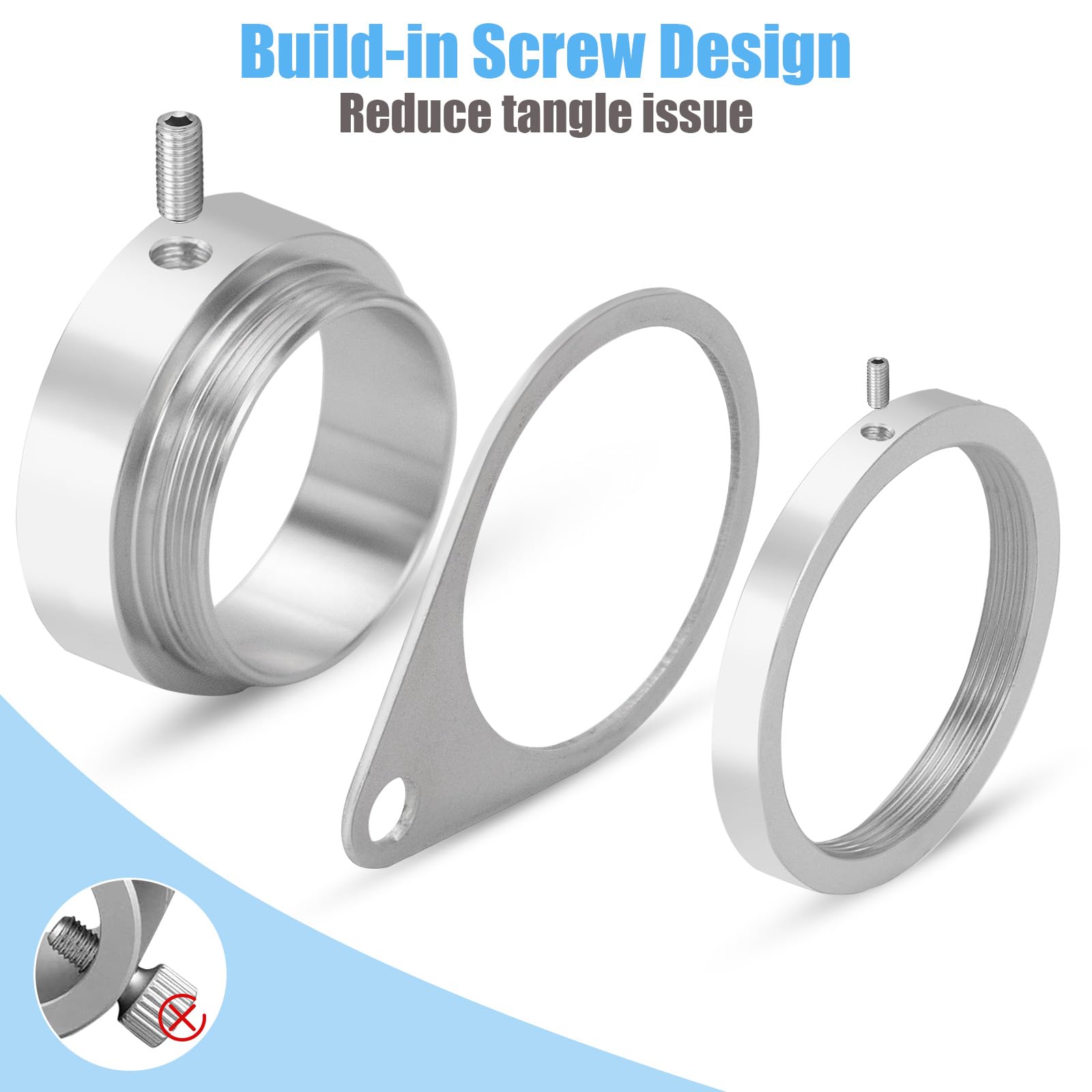 BONWIN anillo giratorio 360° de acero inoxidable previene enredos y torsión