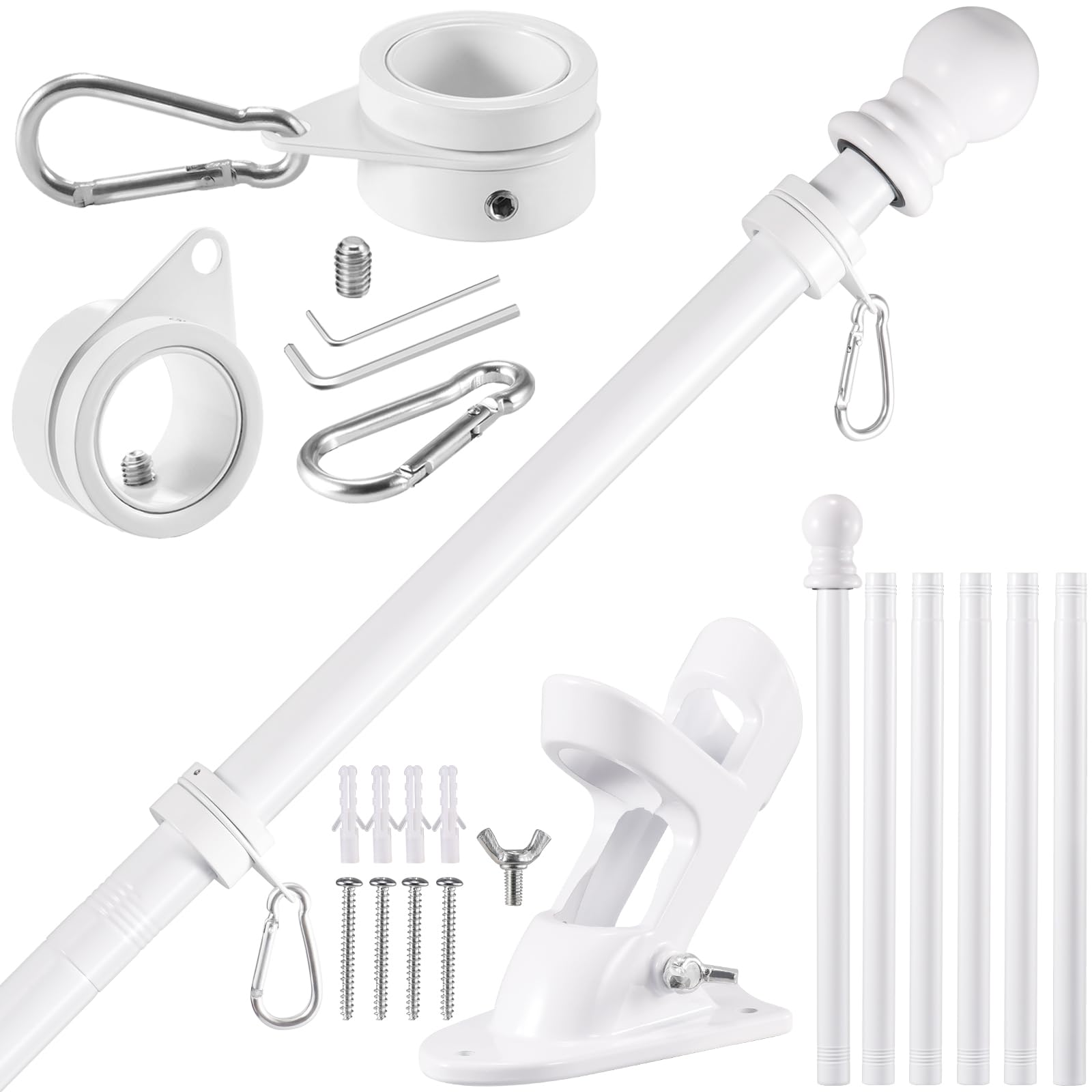 BONWIN mástil frontal blanco instalado en pared, aspecto limpio y profesional