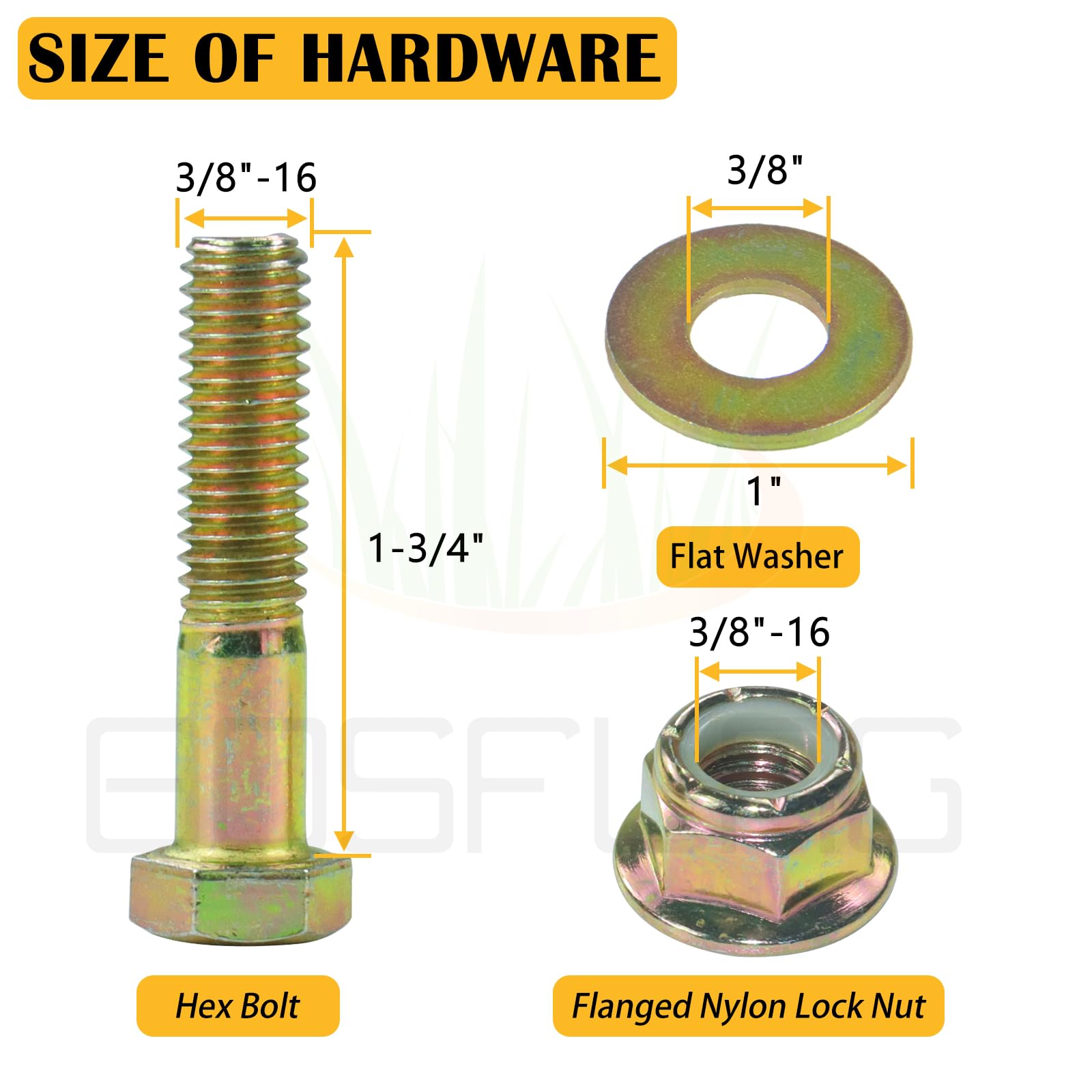 BOSFLAG kit de hardware incluido con tornillo, arandela y tuerca de nylon