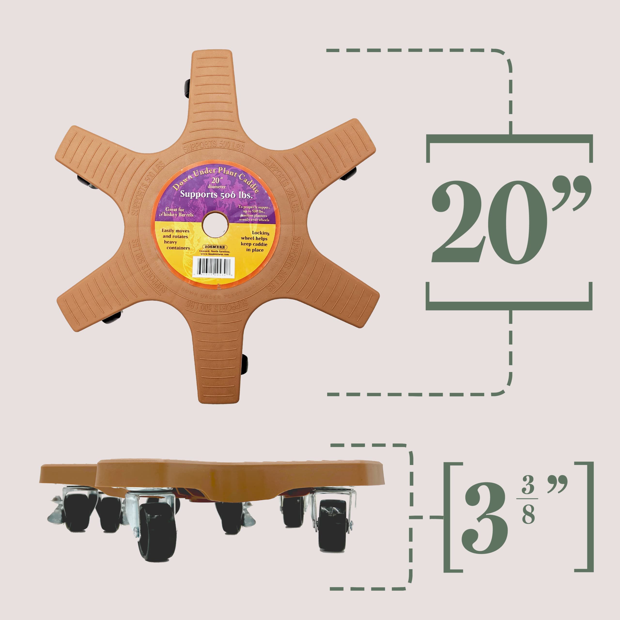Bosmere caddie rodando sobre alfombra y madera para proteger superficies
