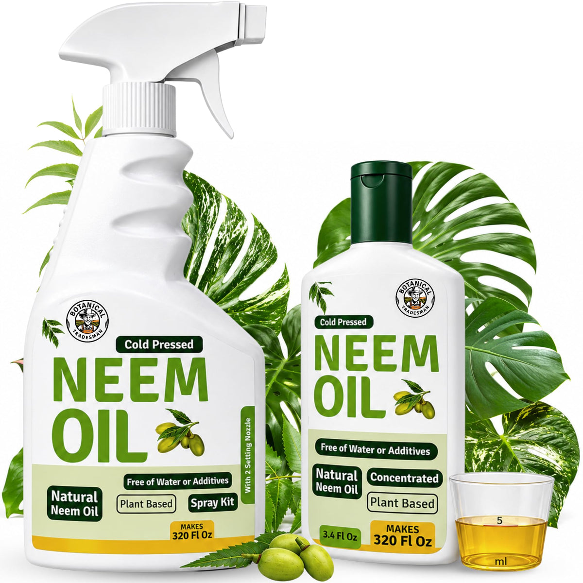 Botanical Tradesman envase frontal mostrando kit de neem y beneficio de rendimiento
