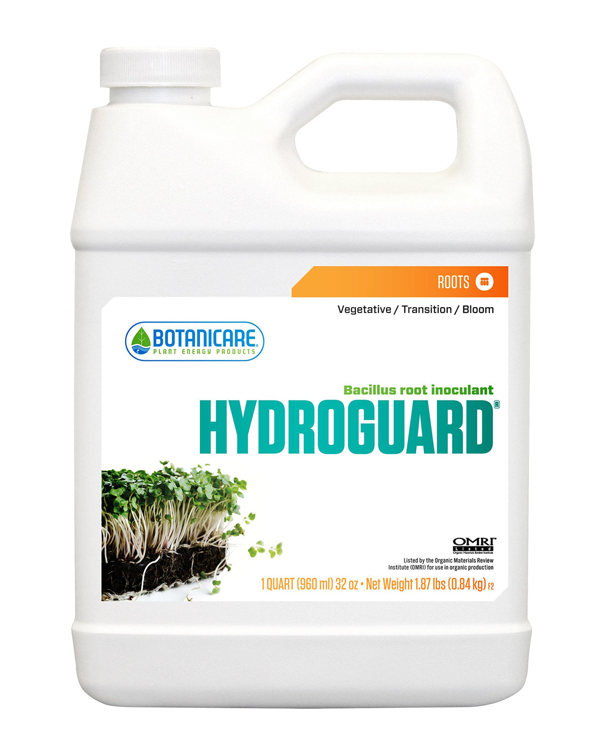 Botanicare Hydroguard vista frontal, envase claro para identificación rápida