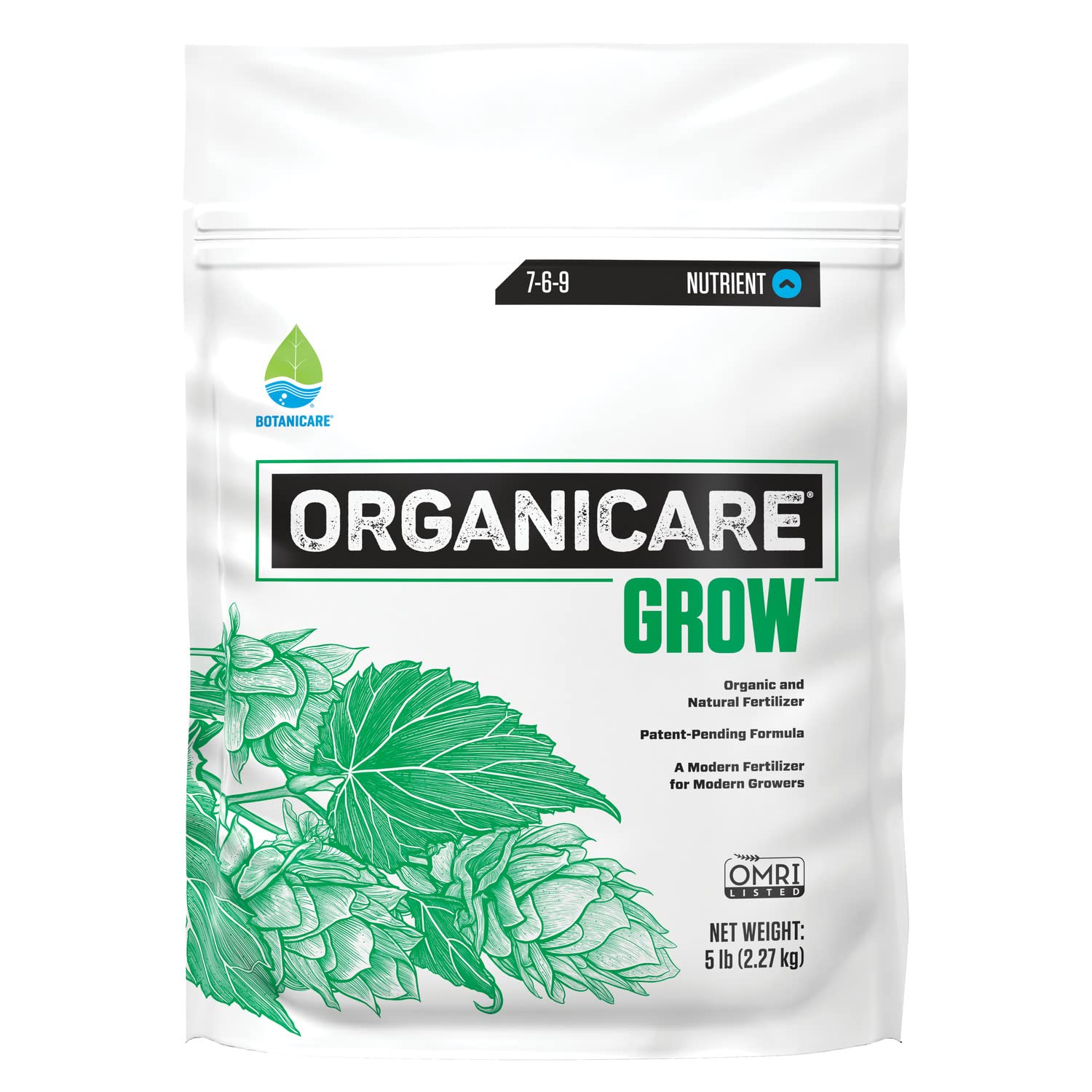 Botanicare Organicare Grow frontal del paquete mostrando presentación 5 lb y facilidad de uso