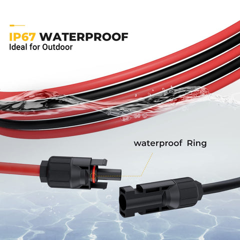 BougeRV cable conectado a panel solar demostrando uso exterior fiable