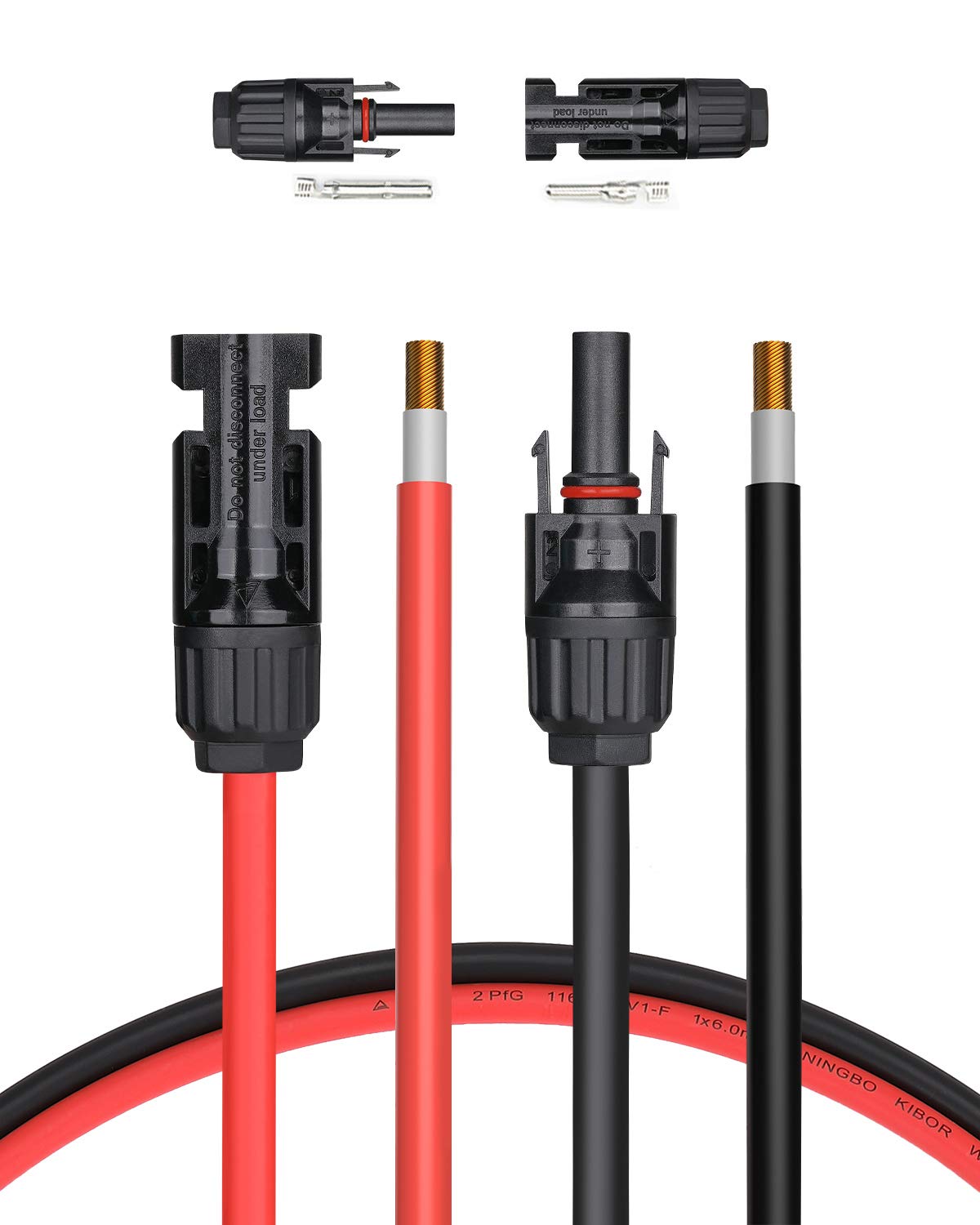 BougeRV cable extensión frontal mostrando el par rojo y negro y beneficio de instalación rápida