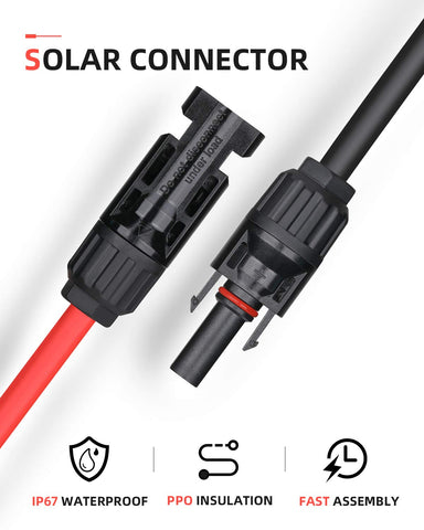 BougeRV cable en panel solar demostrando montaje exterior fiable