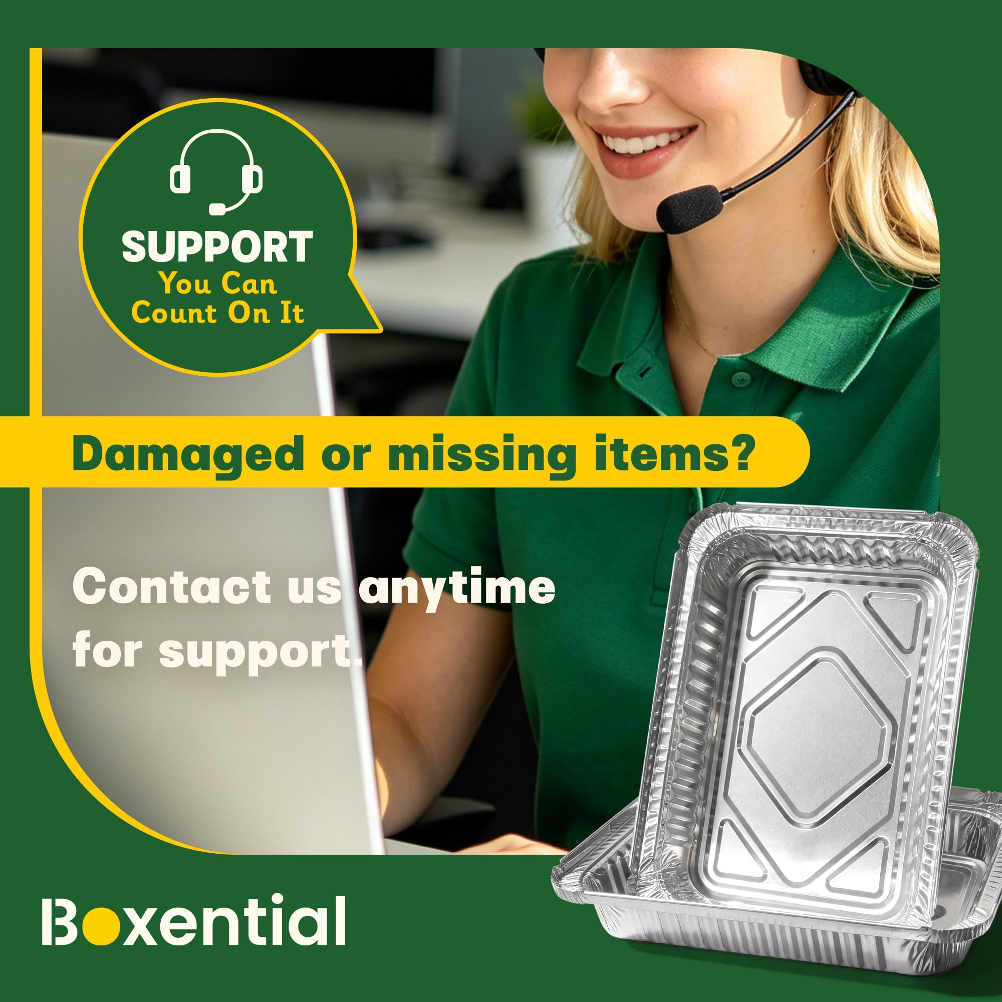 Boxential empaque con etiqueta que muestra medidas y compatibilidad