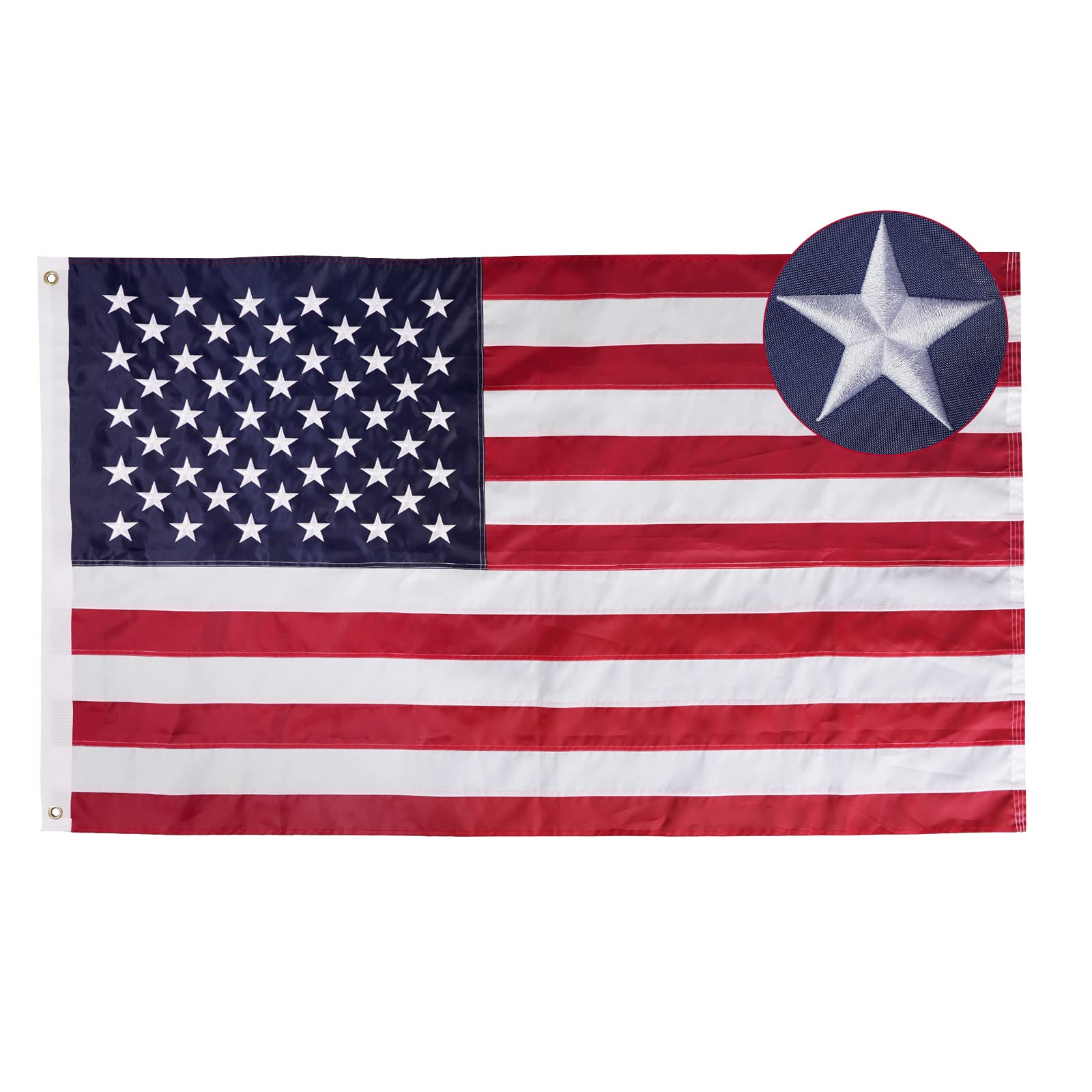 Bradford vista frontal de la bandera 5x8 mostrando claridad y resistencia