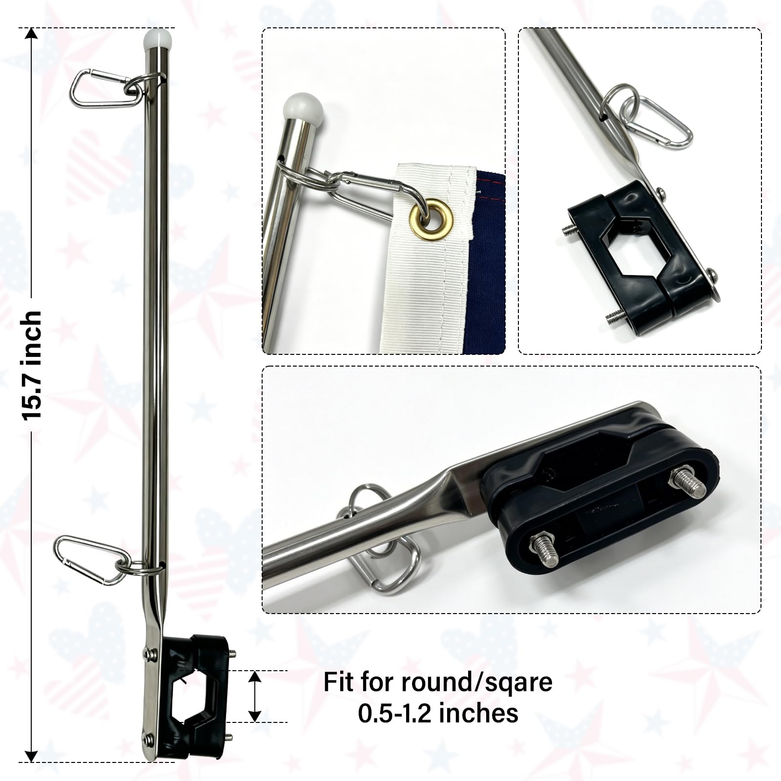 Bradford mástil de acero inoxidable resistente y estable para exterior