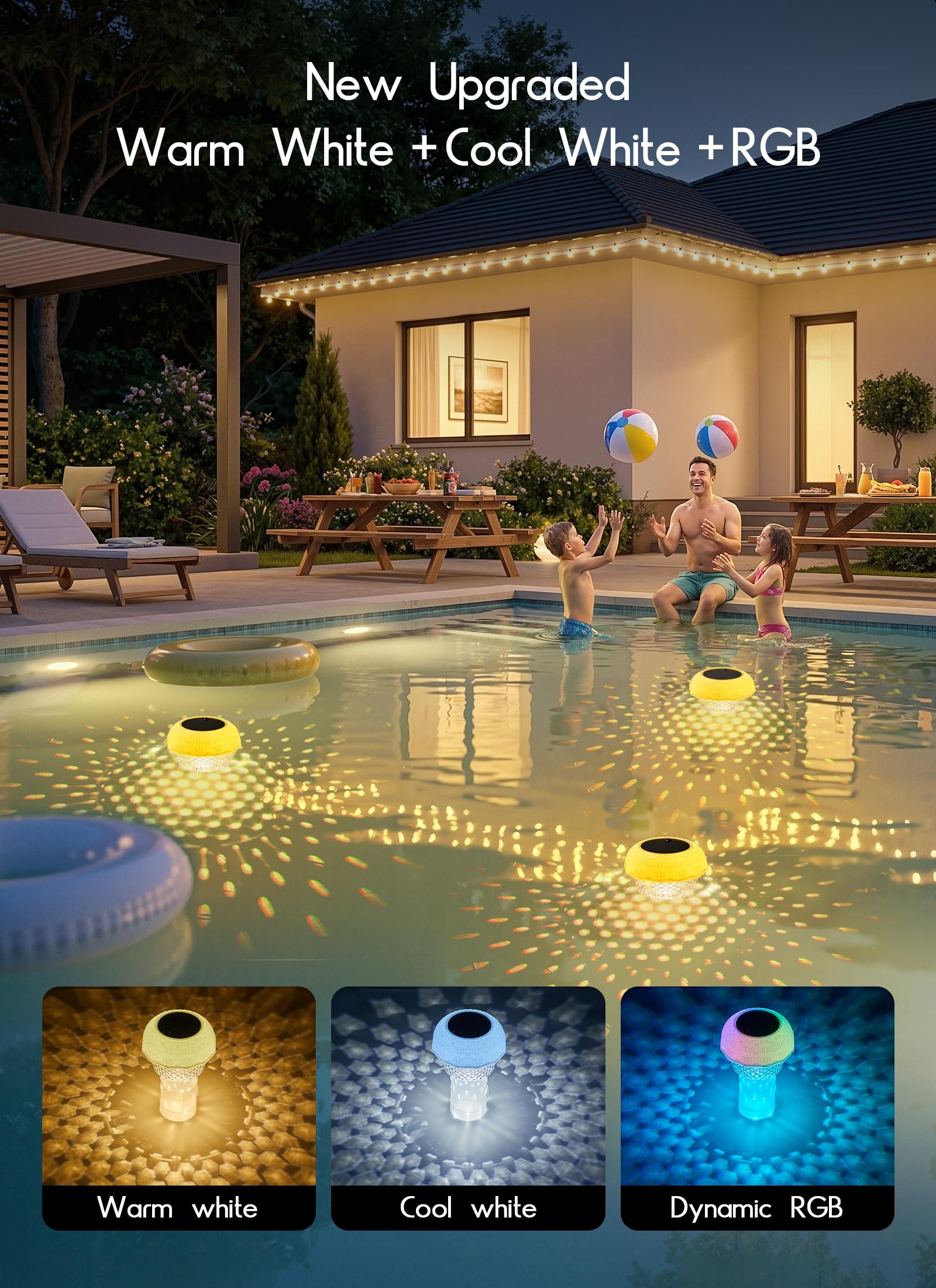 Brightown efecto ondulado ripple sobre la superficie iluminada de la piscina