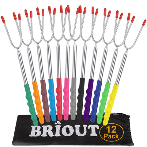 BRIOUT paquete frontal mostrando las 12 varillas multicolor y funda, ideal para grupos