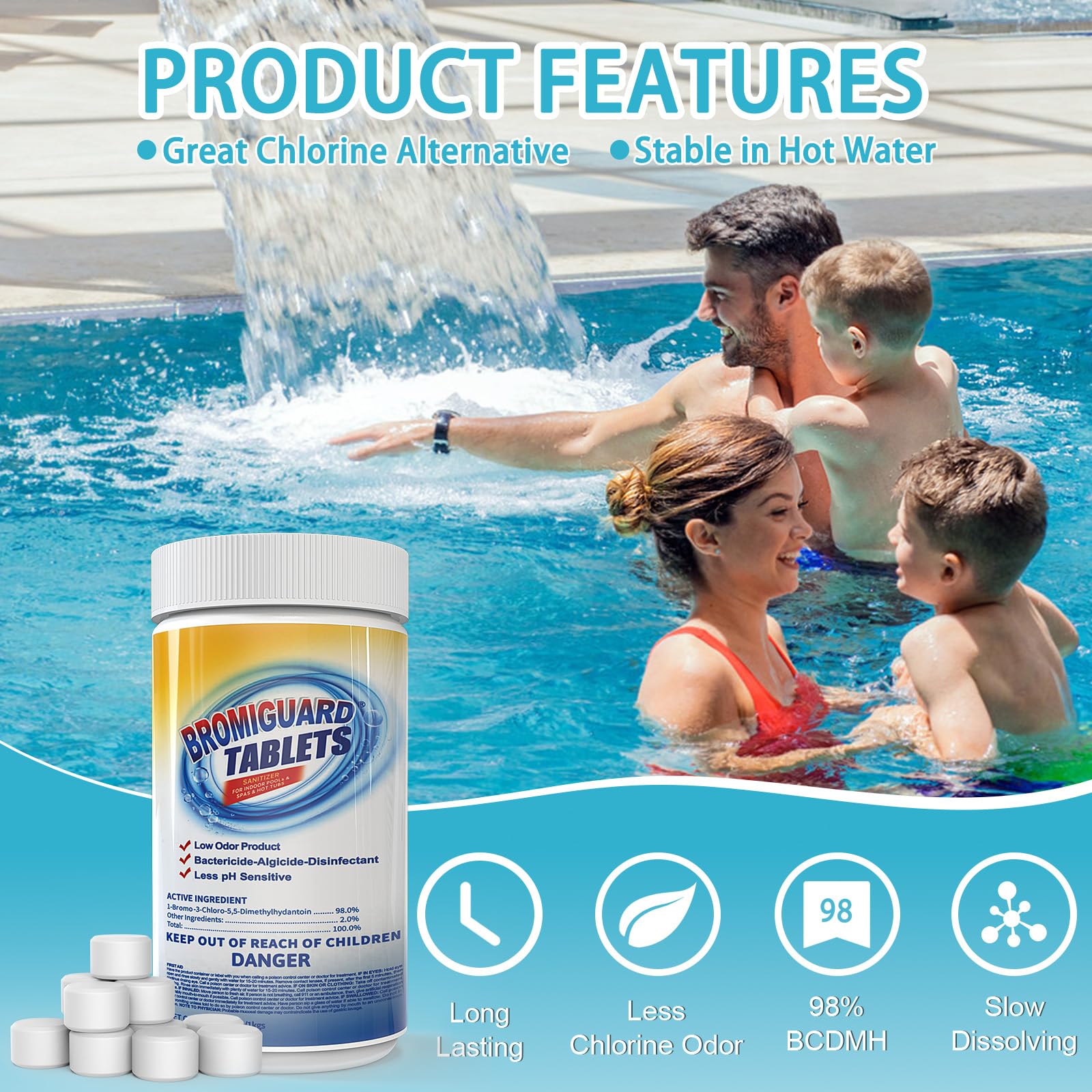 BROMIGUARD tableta colocada en flotador, uso sencillo en spa