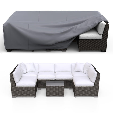BROSYDA vista frontal de la funda gris protegiendo muebles grandes
