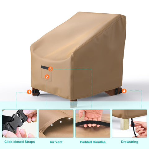 BROSYDA funda puesta en silla Adirondack protegiendo exterior