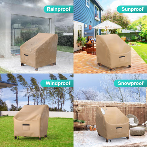 BROSYDA ambiente de terraza con fundas puestas que preservan muebles al aire libre