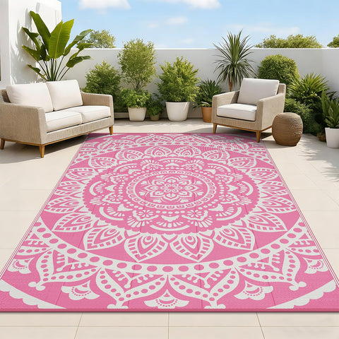 Bsmathom alfombra exterior frontal muestra diseño boho y protección