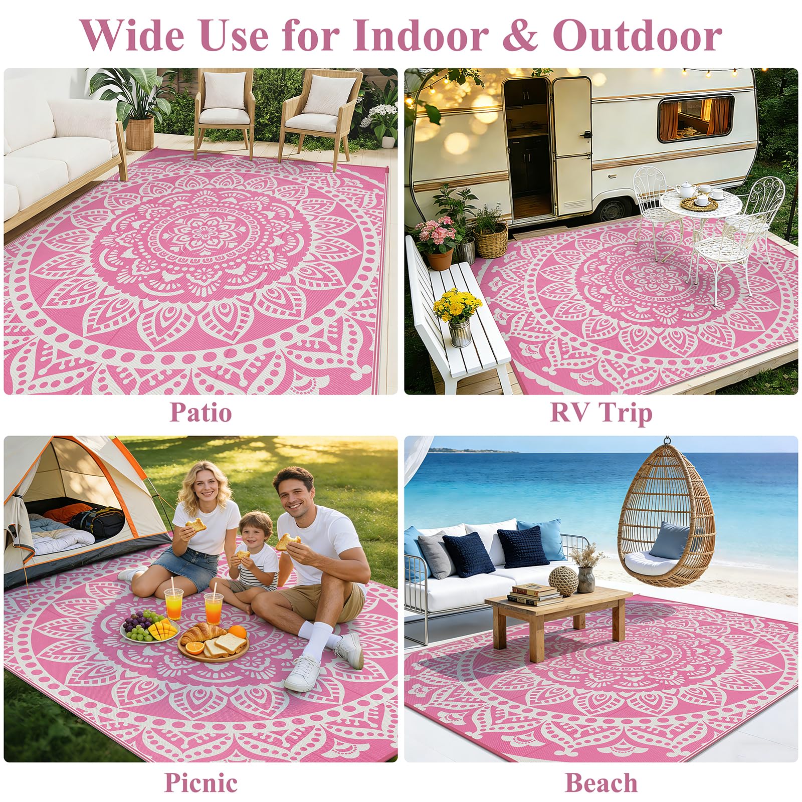 Bsmathom alfombra rosa en borde de piscina destacando protección contra agua