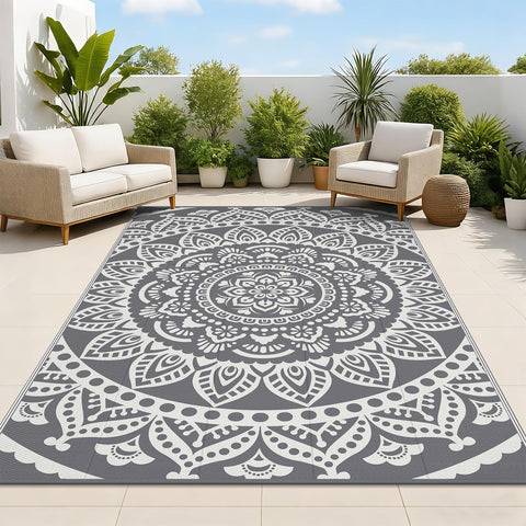 Bsmathom vista frontal de la alfombra exterior gris, aspecto elegante y protector