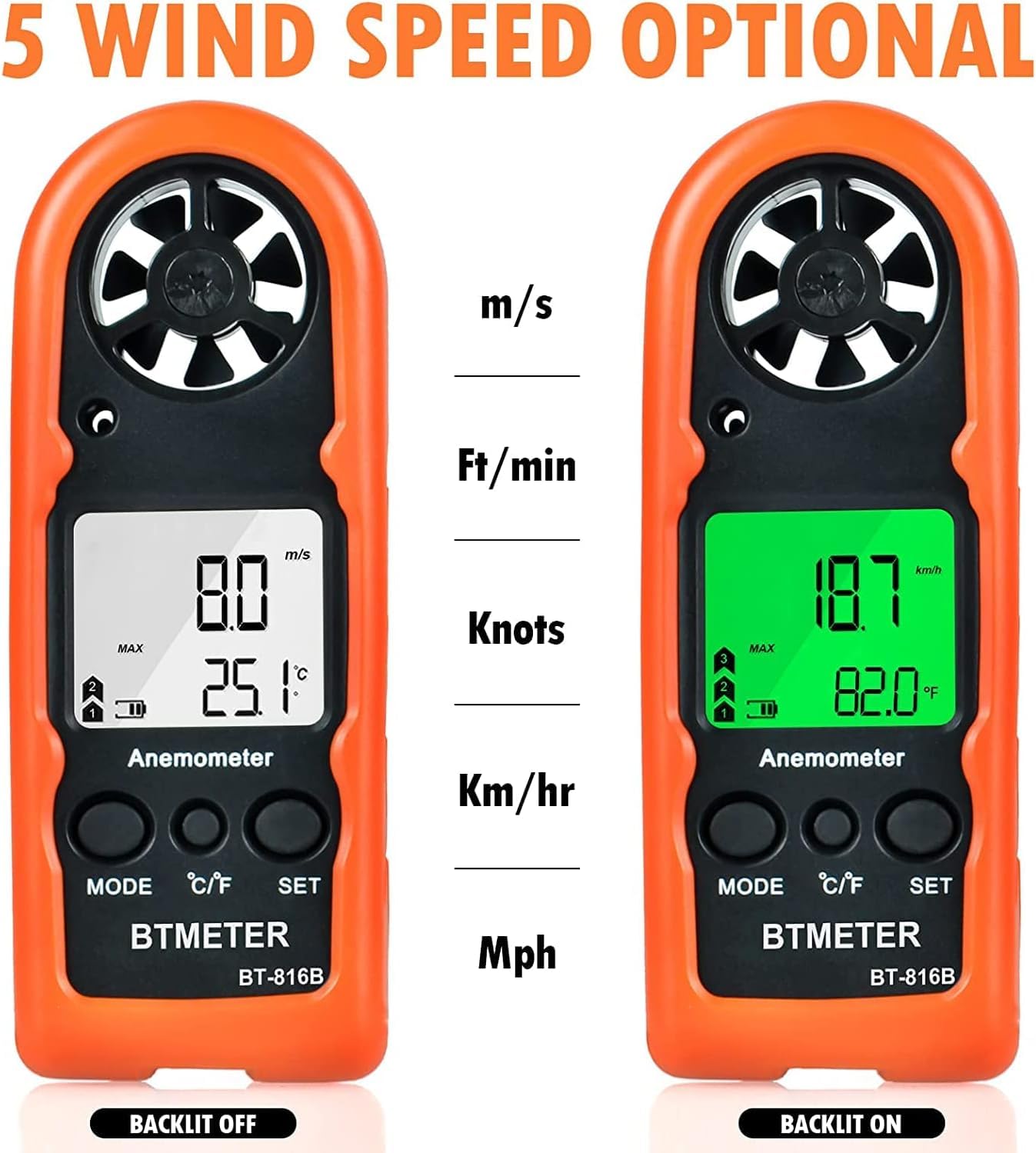 BTMETER pantalla retroiluminada en oscuridad, facilita lecturas nocturnas