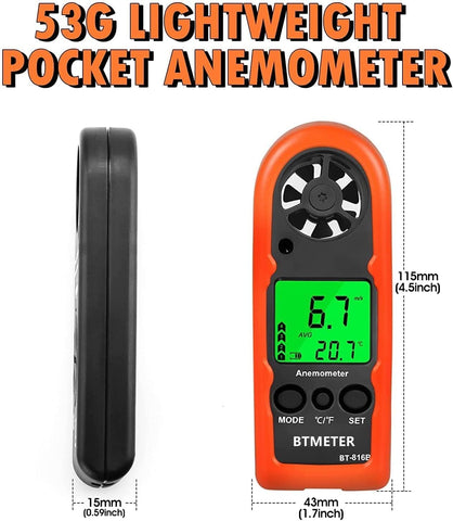 BTMETER comparación de tamaño con una mano, diseño compacto y ligero